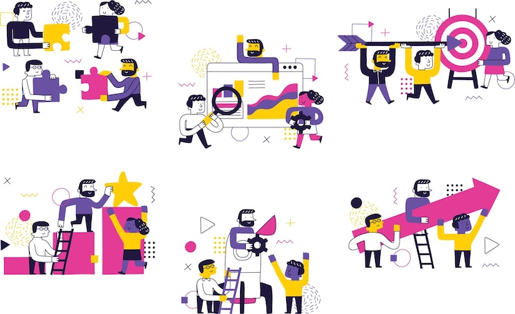 Vector vector illustration business target concept cartoon flat style