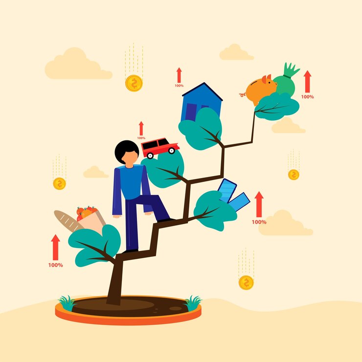 वेक्टर vector illustration of a business with the concept of economic crisis and inflation.