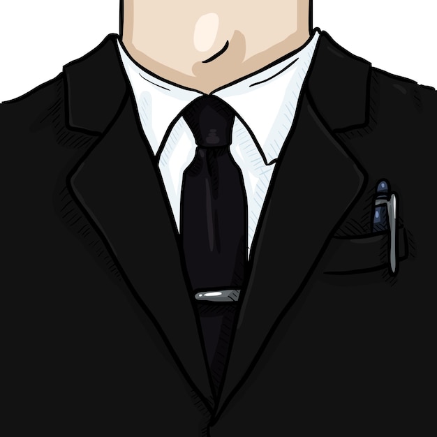 Vector Illustration Businessman in Black Suit and Necktie