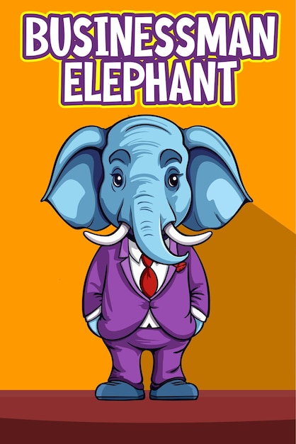 Vector Illustration Businessman Elephant Animal Clipart