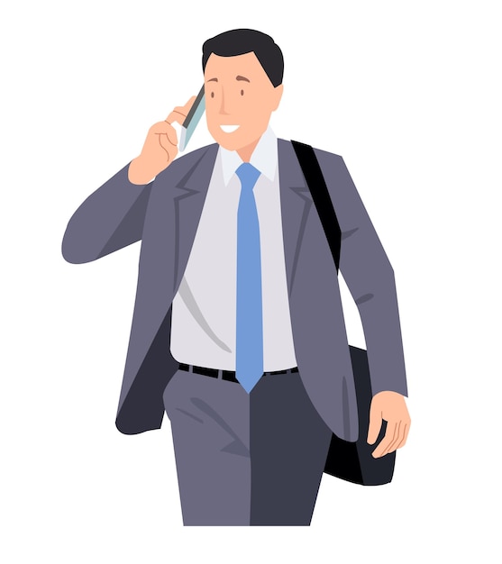 Vector illustration of businessman talking on the phone