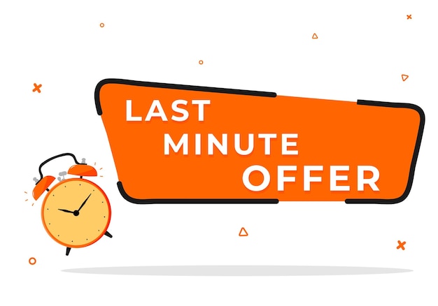 vector illustration button sign last minute offer flat modern label logo countdown alarm clock