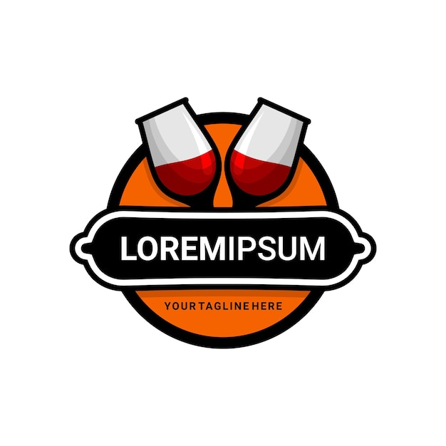 векторная иллюстрация логотипа кафе, два бокала красного вина