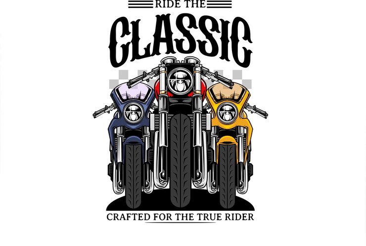 Vector vector illustration of cafe racer motorcycles with vintage illustration available for tshirt design