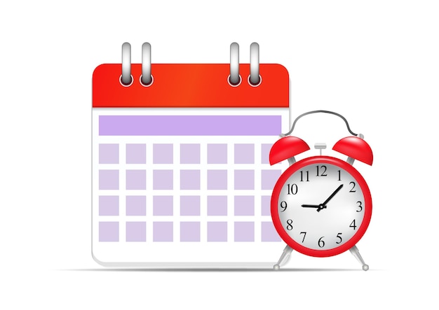 ベクトルイラストカレンダーと時計のアイコン。スケジュールと重要な日付の概念。