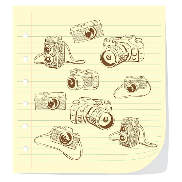 Vector vector illustration of camera in doodle cartoon style