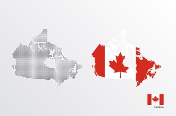 Premium Vector | Vector illustration of canada map with flag