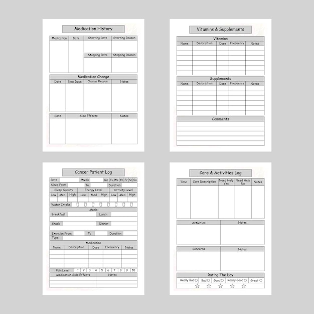 Vector illustration of cancer patient log book