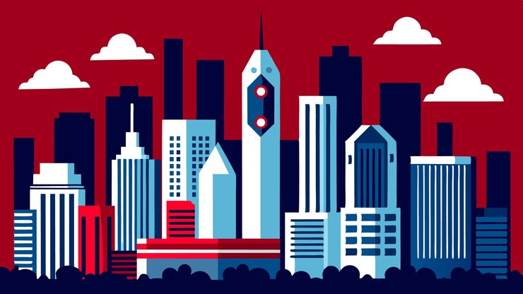 Vector a vector illustration capturing the essence of the city skyline with prominent buildings