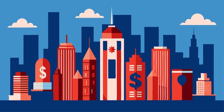 Vector a vector illustration capturing the essence of the city skyline with prominent buildings