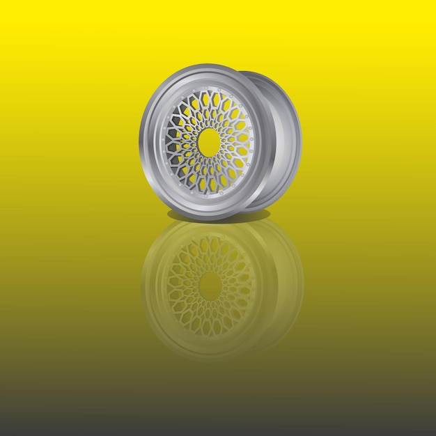 Vector illustration of car wheels on a yellow background