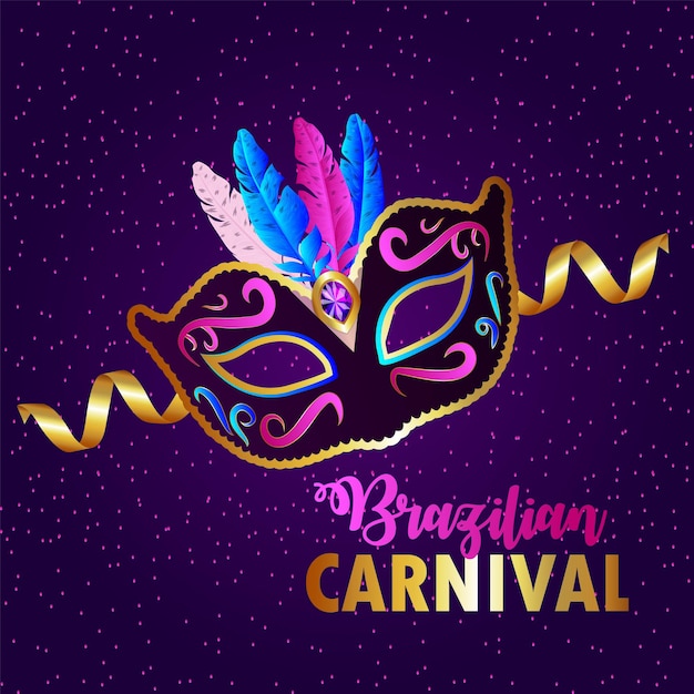 vector illustration of carnival brazil festival with creative mask
