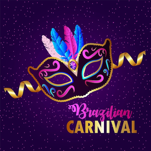 Vector illustration of carnival brazil festival with creative mask