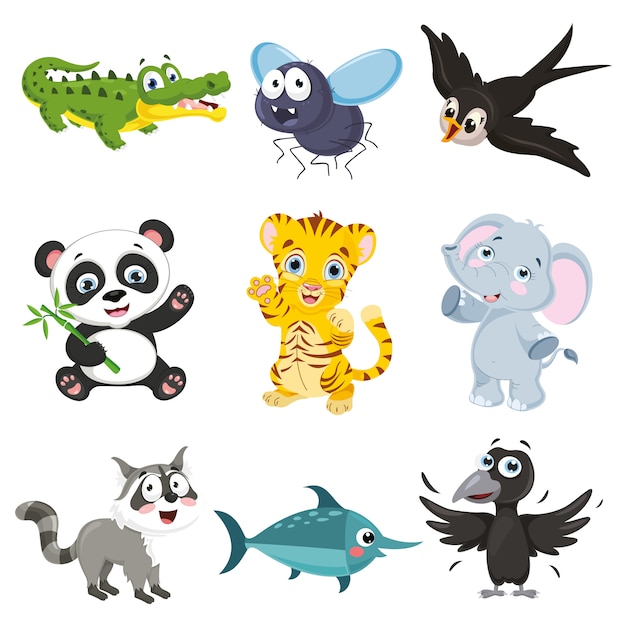 Vector Illustration Of Cartoon Animals Collection