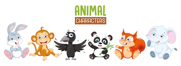 Vector Illustration Of Cartoon Animals Collection