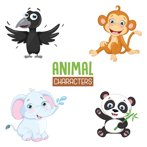 Vector vector illustration of cartoon animals