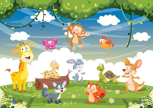 Vector illustration of cartoon animals