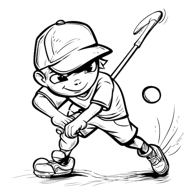 Vector illustration of a cartoon baseball player Baseball player in action