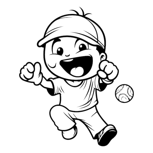 Векторная иллюстрация игрока в бейсбол, бегущего с мячом на белом фоне