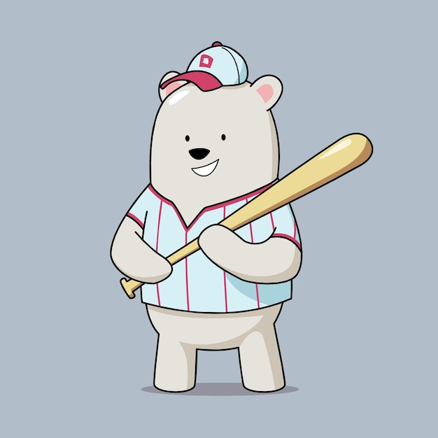 Vector illustration of cartoon bear baseball polar bear in baseball uniform Perfect for children illustration and mascot design