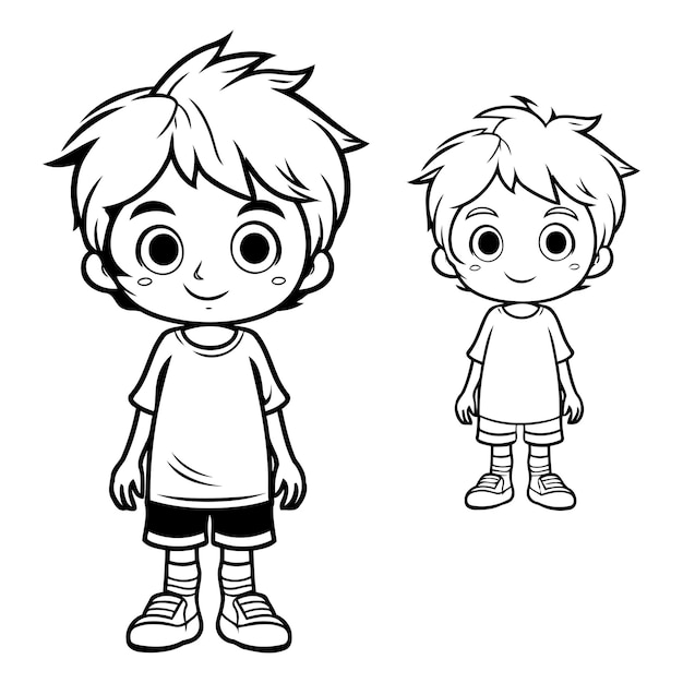 Vettore illustrazione vettoriale di ragazzo e ragazza dei cartoni animati libro da colorare per bambini