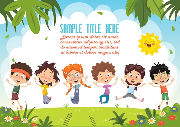 Vector vector illustration of cartoon children