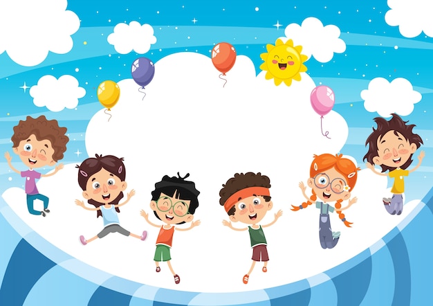 Vector Illustration Of Cartoon Children