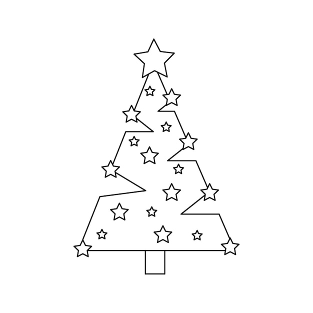 Vector vector illustration of cartoon christmas tree on white background