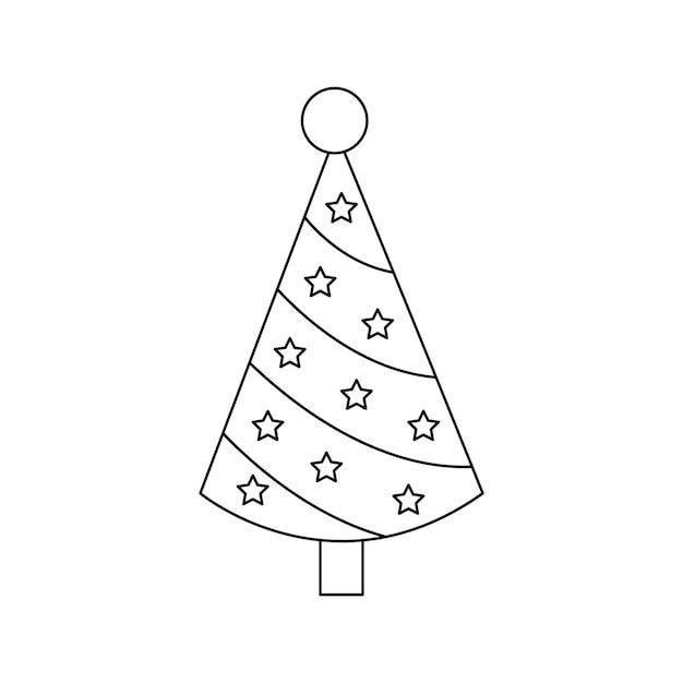 Illustrazione vettoriale di albero di natale cartone animato su sfondo bianco