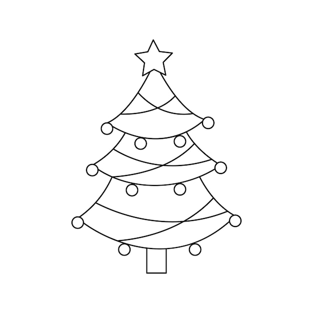 Vector illustration of cartoon Christmas tree on white background