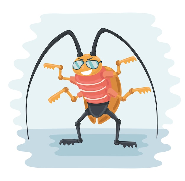 Vector illustration of cartoon cockroach