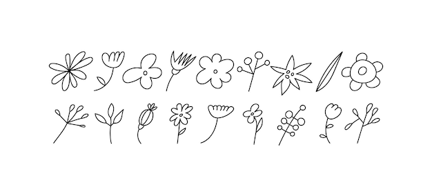 vector illustration cartoon colorful flowers branches groovy stickers for print or social media