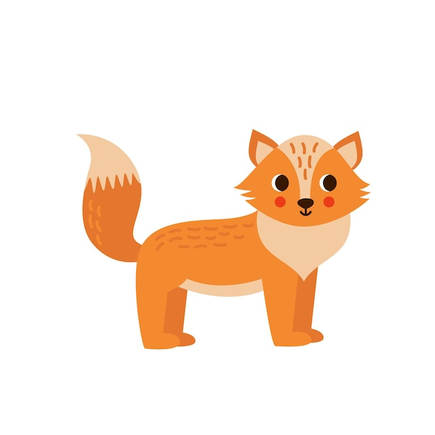 Vector vector illustration of cartoon cute fox isolated on blue background