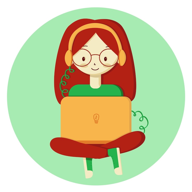 Premium Vector | Vector illustration cartoon cute girl programmer coder ...