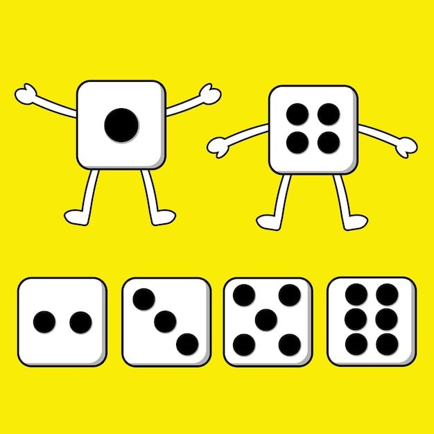 vector illustration of cartoon dice character