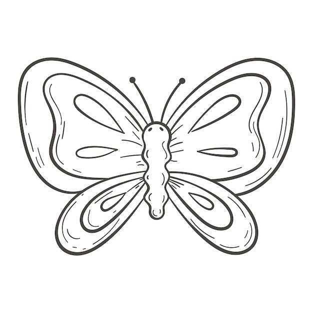 Vector illustration of cartoon doodle isolated butterfly