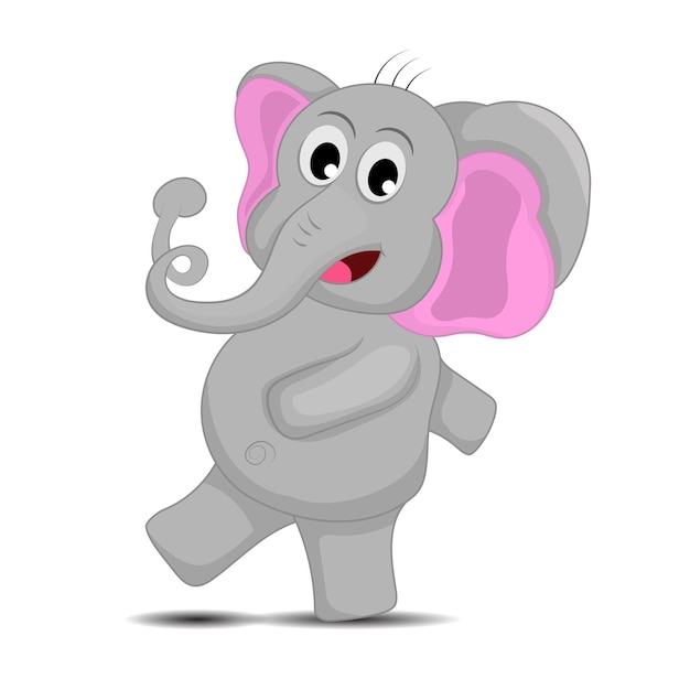 Vector illustration of Cartoon elephant walking on white background