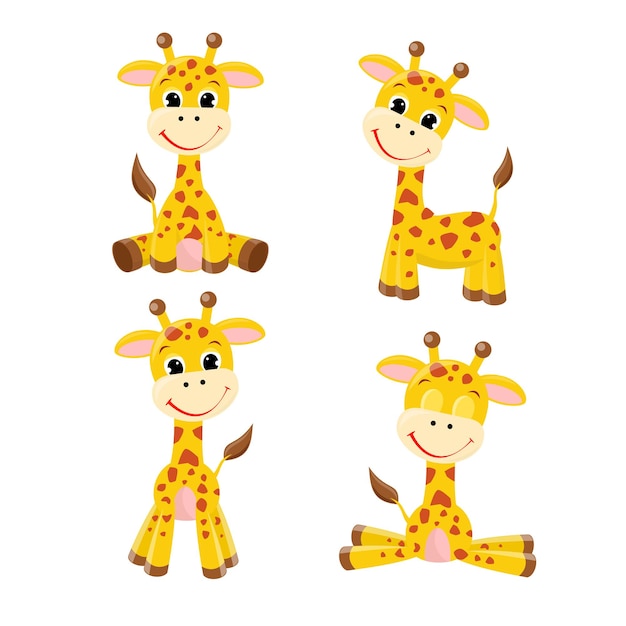 Vector vector illustration of cartoon giraffes