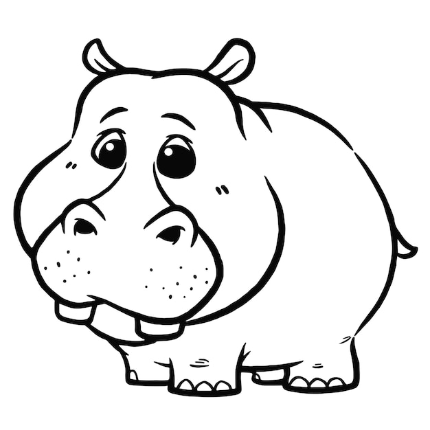 Vector illustration of Cartoon Hippopotamus - Coloring book for kids