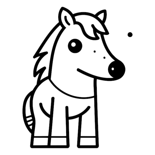 Vector illustration of cartoon horse Isolated on a white background