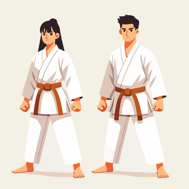 vector illustration cartoon male and female karate