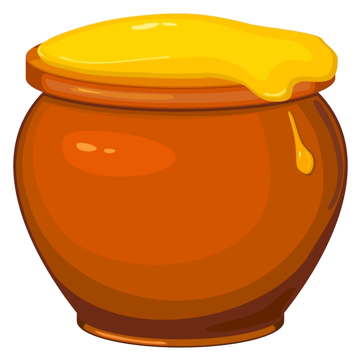 Vector vector illustration of cartoon pot of honey