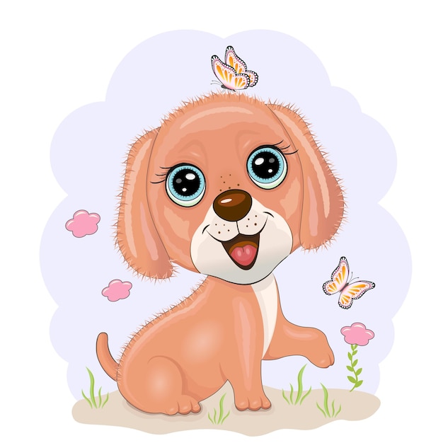 Vector vector illustration of the cartoon puppy