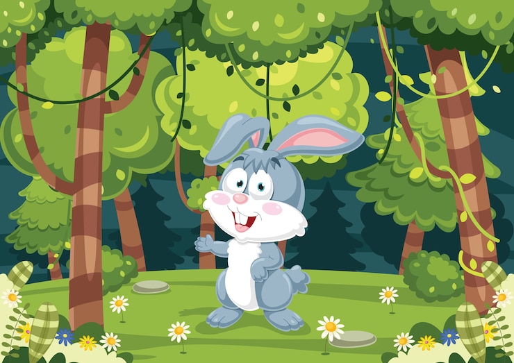 Vector vector illustration of cartoon rabbit