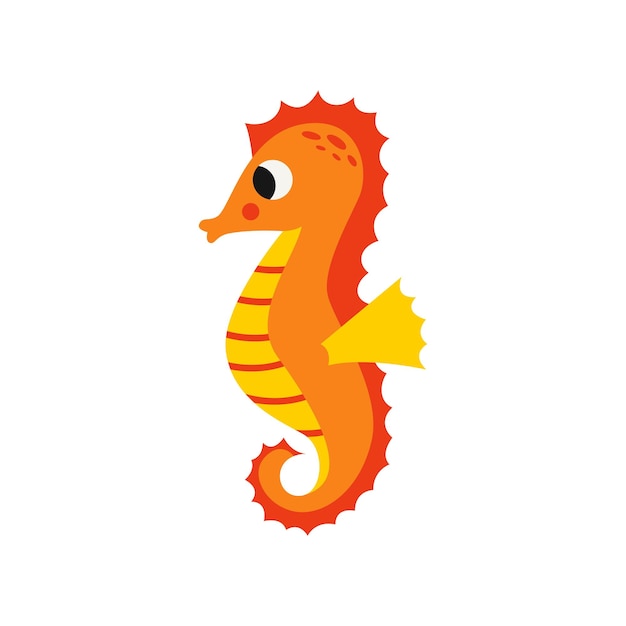 Vector vector illustration of cartoon sea horse isolated on white background