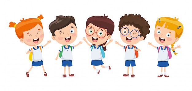 Vector Illustration Of Cartoon Students