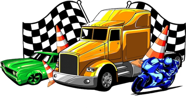 Vector vector illustration of cartoon vehicles transport