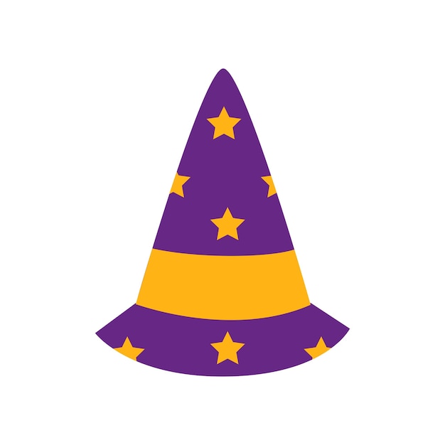 Vector illustration of cartoon wizard hat on white background