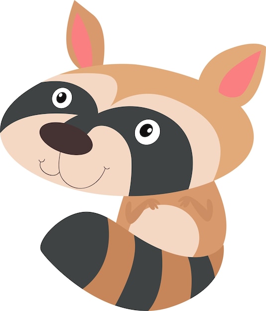 Vector illustration, cartoons, and graphic design. A cute, cheerful and adorable little raccoon.