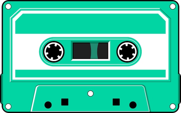 Vector vector illustration of a cassette tape in black and green